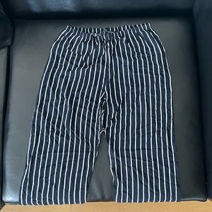 Brandy Melville Navy Blue White Stripe Flowy Pants